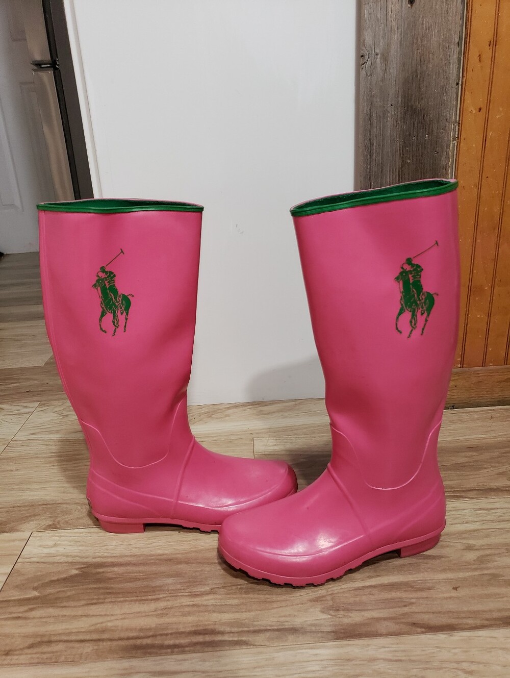 Polo Ralph Lauren Pink Tall Rubber Rain Boots Women 8.5